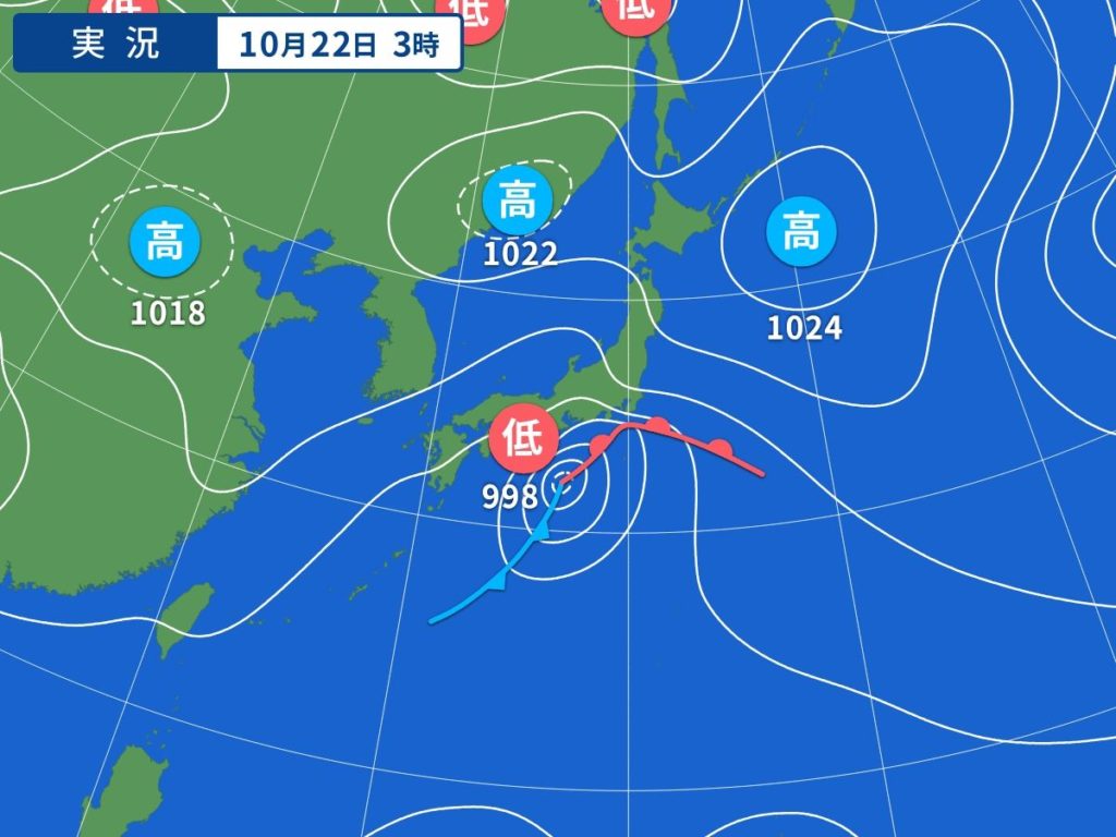 今朝の天気図&台風21号予想進路ですよ！ | JerrySmithの湘南波情報